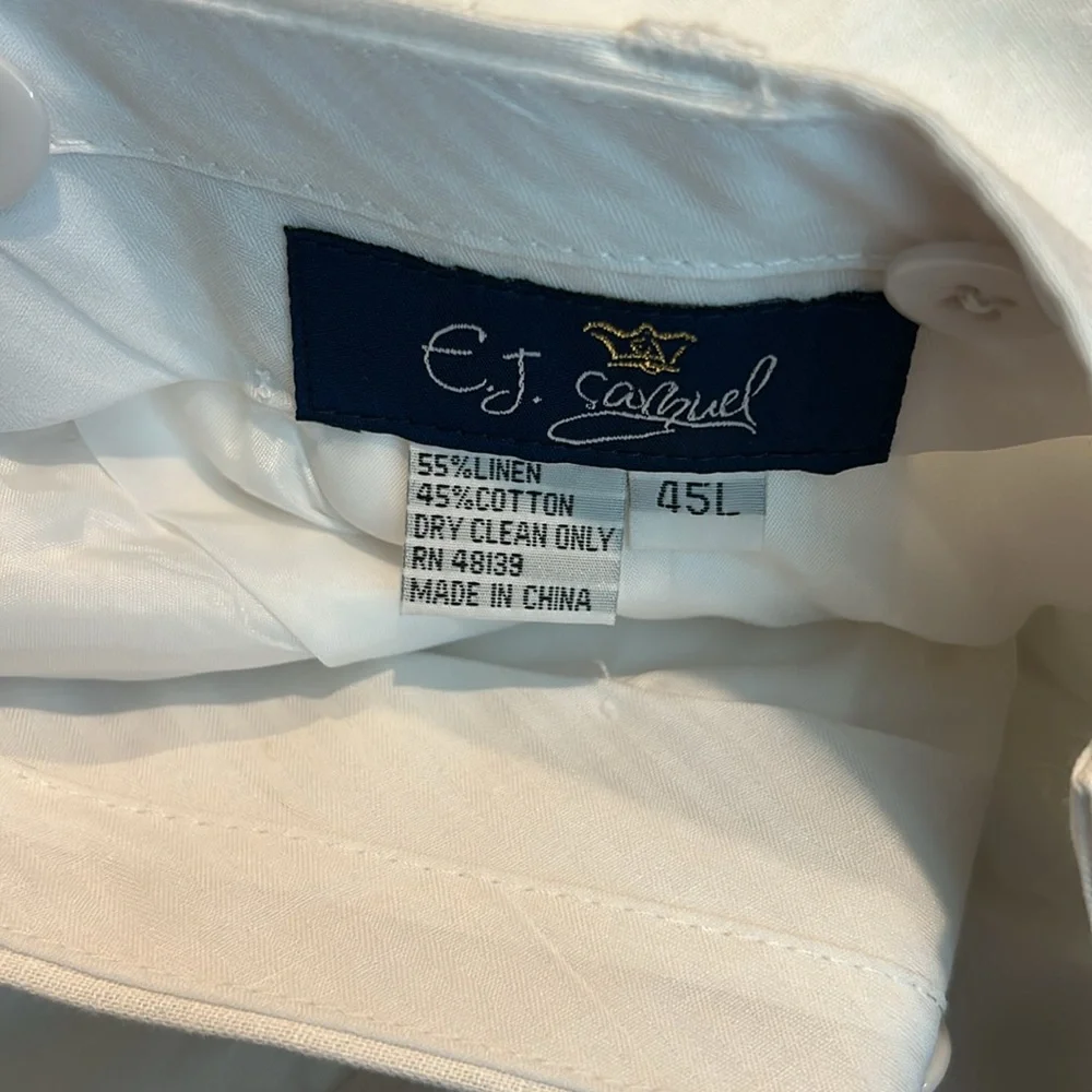 E. J. SAMUEL white linen blend pants